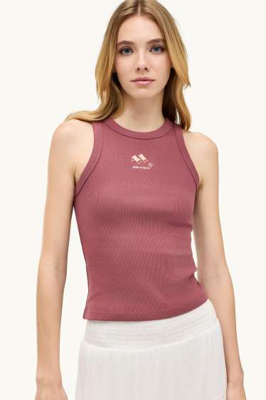 Dámské - Top - žebrovaný - červená