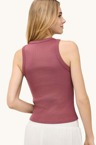 Dámské - Top - žebrovaný - červená
