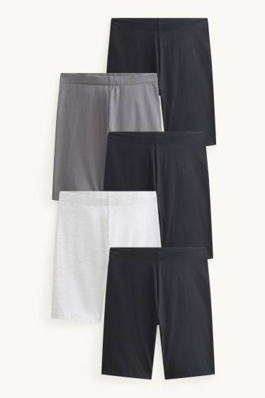 Kinder Mädchen - Multipack 5er - Radlerhose - grau