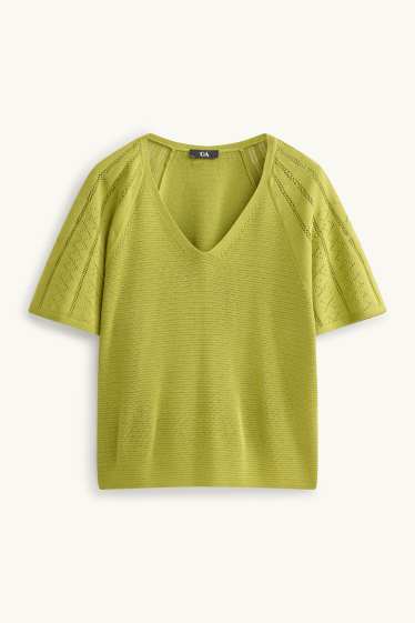 Dames - Gebreide trui - korte mouw - groen