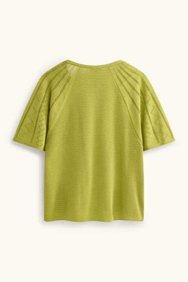 Dames - Gebreide trui - korte mouw - groen