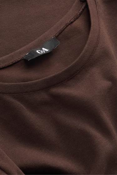 Dames - T-shirt - slim fit - donkerbruin
