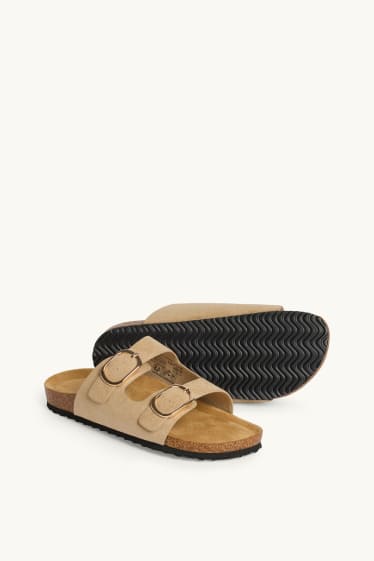 Damen - Sandalen - Lederimitat - beige