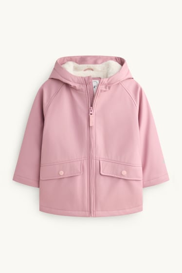 Enfants filles - Étoile et léopard - veste de pluie avec capuche - doublée - rose
