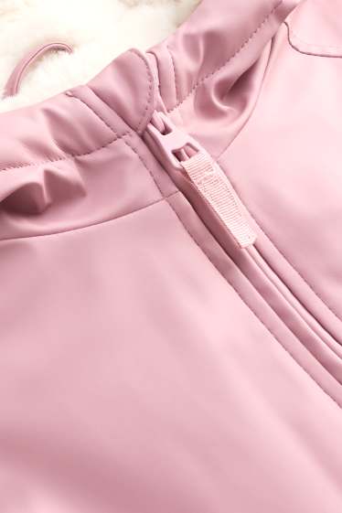 Enfants filles - Étoile et léopard - veste de pluie avec capuche - doublée - rose