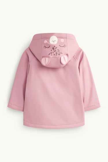 Enfants filles - Étoile et léopard - veste de pluie avec capuche - doublée - rose