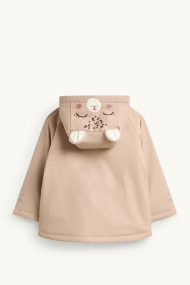 Enfants filles - Étoile et léopard - veste de pluie avec capuche - doublée - marron clair