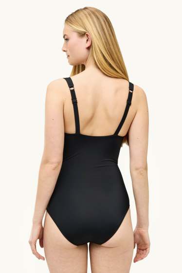 Femmes - Maillot de bain orné de fronces - ampliforme - LYCRA® XTRA LIFE™ - noir