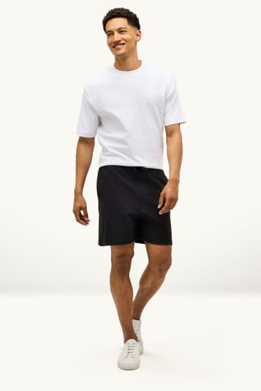 Hommes - Short en molleton - texturé - noir