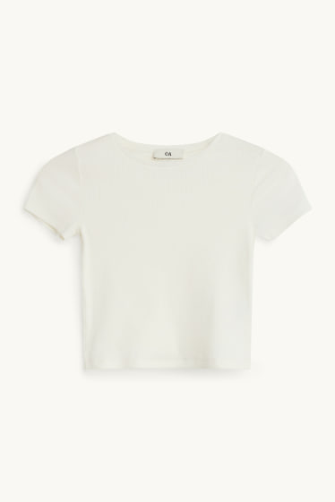 Enfants filles - Ensemble - T-shirt et robe-salopette en jean - 2 pièces - bleu