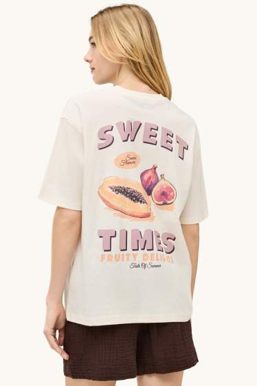 Dona - Samarreta de màniga curta - relaxed fit - blanc trencat