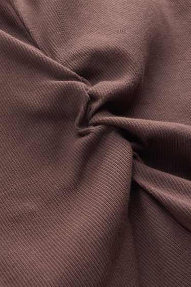 Femmes - Haut - finition côtelée - marron foncé