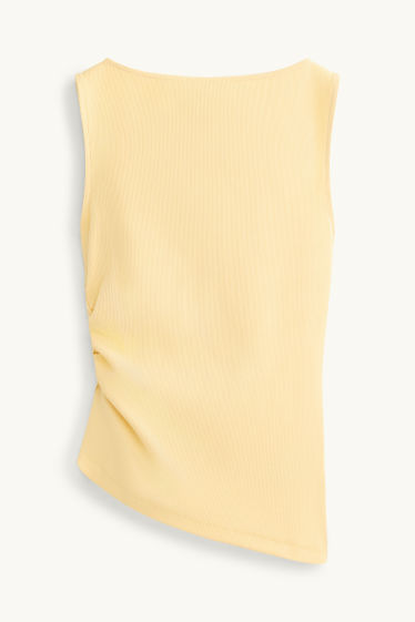 Femmes - Haut - finition côtelée - jaune clair