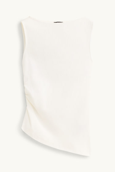 Femmes - Haut - finition côtelée - blanc