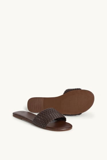 Damen - Sandalen - Lederimitat - dunkelbraun