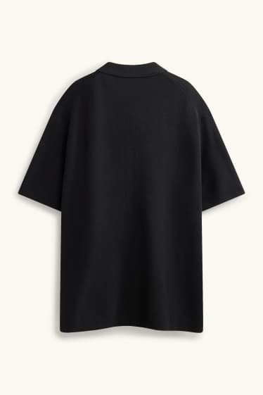Herren - Strick-Hemd - Relaxed Fit - schwarz
