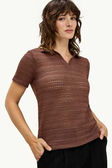 Damen - Poloshirt - Regular Fit  - braun