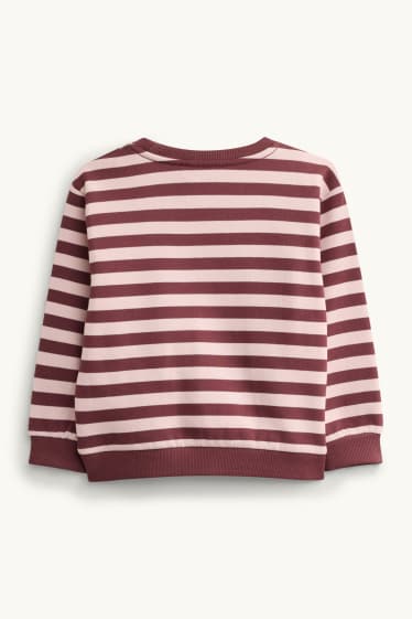 Kinder Mädchen - Schleife - Sweatshirt - Glanz-Effekt - gestreift - rosa / rot