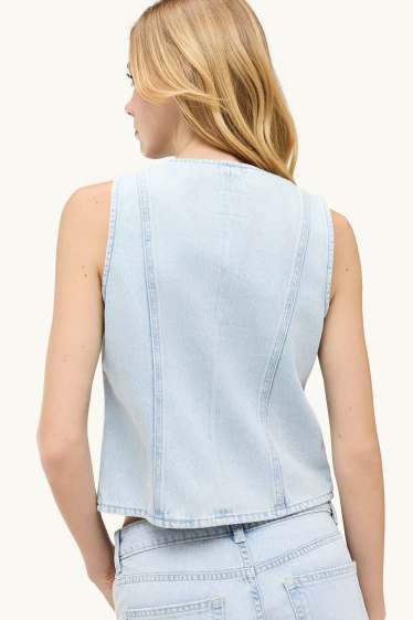 Damen - Jeans-Weste - tailliert - hellblau