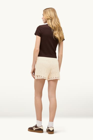 Dames - Gebreide short - beige