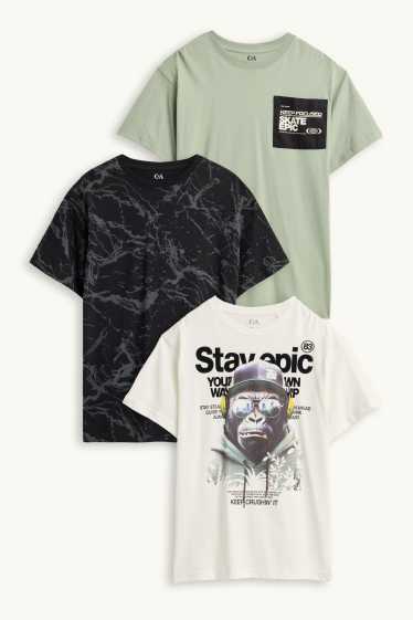 Kinderen: jongens - Set van 3 - gorilla - T-shirt - wit