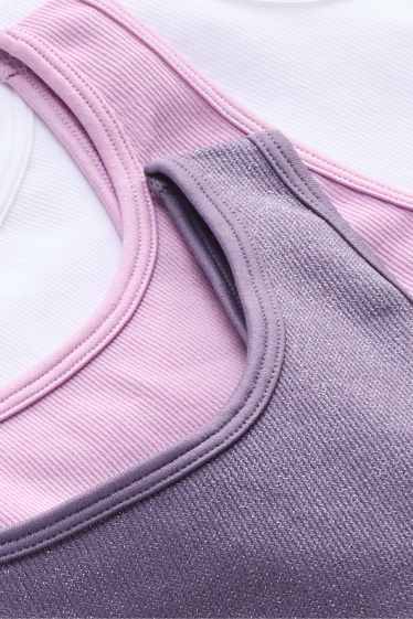 Kinderen: meisjes - Set van 3 - bustier - glanzend - ribstof - paars
