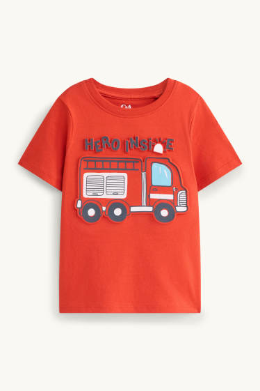Kinder Jungen - Feuerwehr - Kurzarmshirt - rot