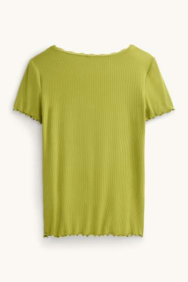 Damen - T-Shirt - Relaxed Fit - gerippt - grün