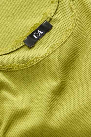 Damen - T-Shirt - Relaxed Fit - gerippt - grün