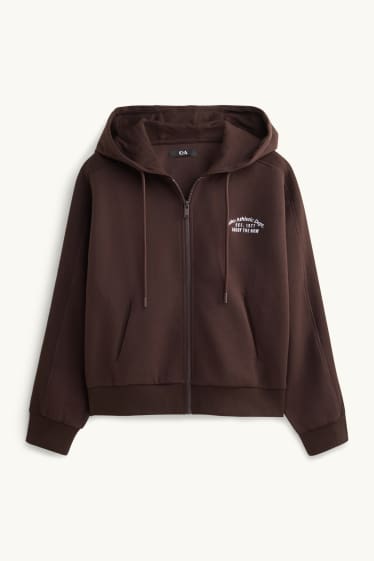 Damen - Sweatjacke mit Kapuze - braun