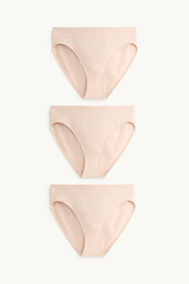 Damen - Multipack 3er - Slip - seamless - beige