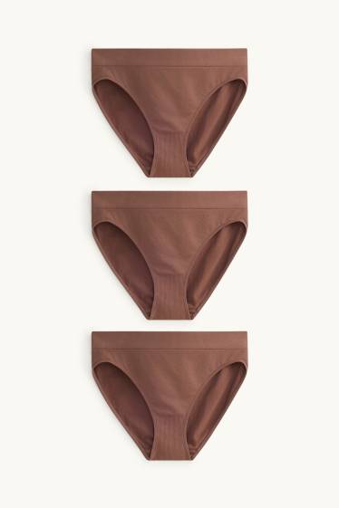 Damen - Multipack 3er - Slip - seamless - braun