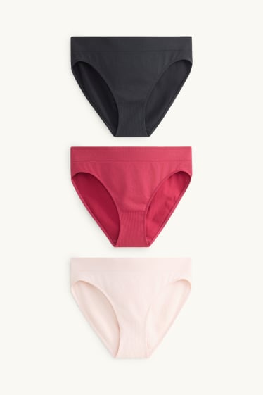 Dames - Set van 3 - slip - naadloos - zwart