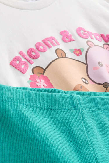 Kinder Mädchen - CapyFun - Set - Kurzarmshirt und Leggings - 2 teilig - weiß