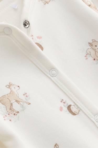 Baby Girls - Woodland animals - baby sleepsuit - white