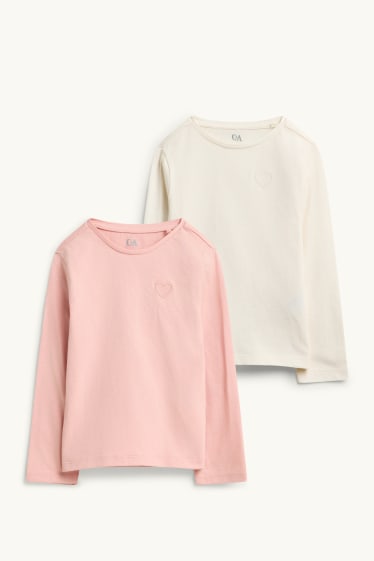 Nena - Paquet de 2 - cor - samarreta de màniga llarga - blanc/rosa