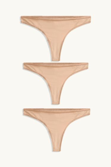 Femmes - Lot de 3 - strings - beige clair