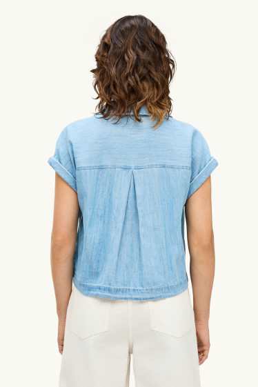 Women - Denim blouse - blue denim