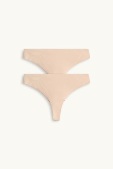 Femmes - Lot de 2 - strings invisibles - beige