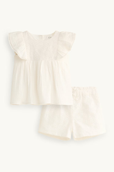 Baby Mädchen - Baby-Outfit - 2 teilig - weiß