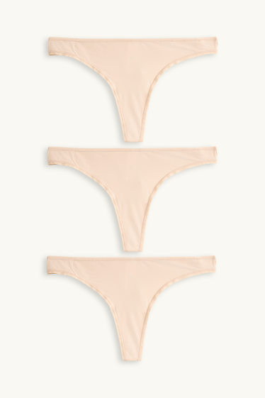 Dames - Set van 3 - string - beige