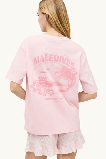 Damen - T-Shirt - Oversized - rosa