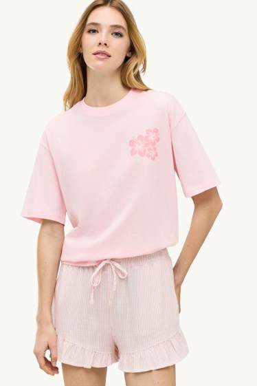 Damen - T-Shirt - Oversized - rosa
