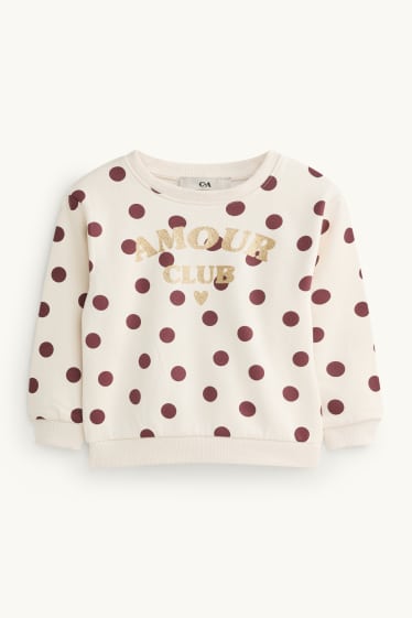 Bambine - Felpa - a pois - effetto brillante - crema