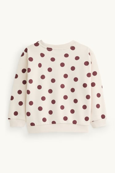 Bambine - Felpa - a pois - effetto brillante - crema