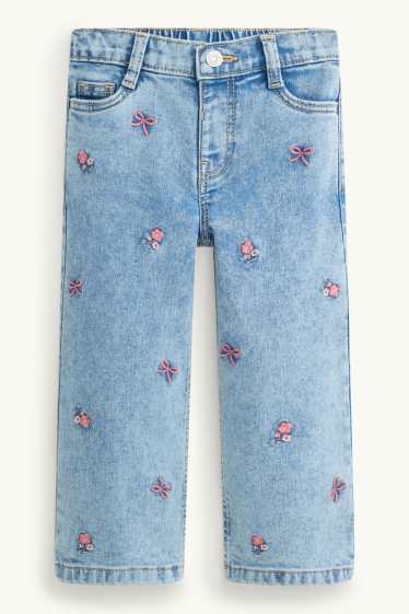 Enfants filles - Nœud et fleur - wide leg jean - LYCRA® - jean bleu