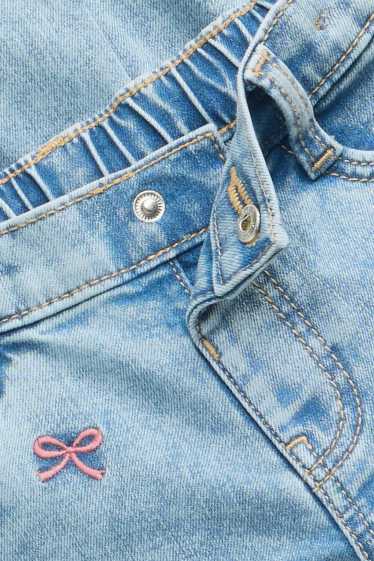Enfants filles - Nœud et fleur - wide leg jean - LYCRA® - jean bleu