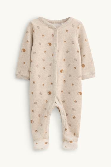 Unisex - Motivo autunno e riccio - pigiama neonati - marrone chiaro