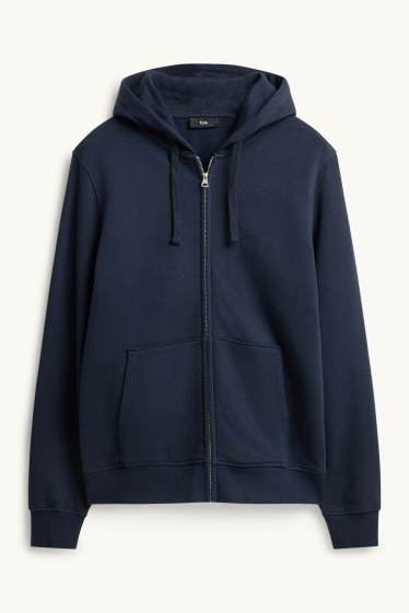 Heren - Sweatvest met capuchon - donkerblauw