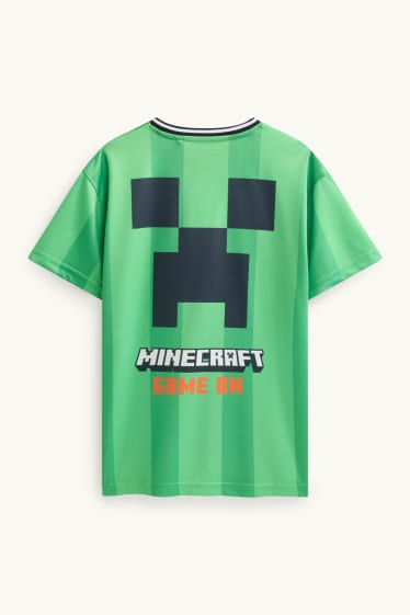 Kinder Buben - Minecraft - Kurzarmshirt - gestreift - grün